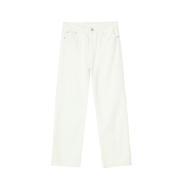 Black And White Basic Simple Jeans Men's Slim Trousers