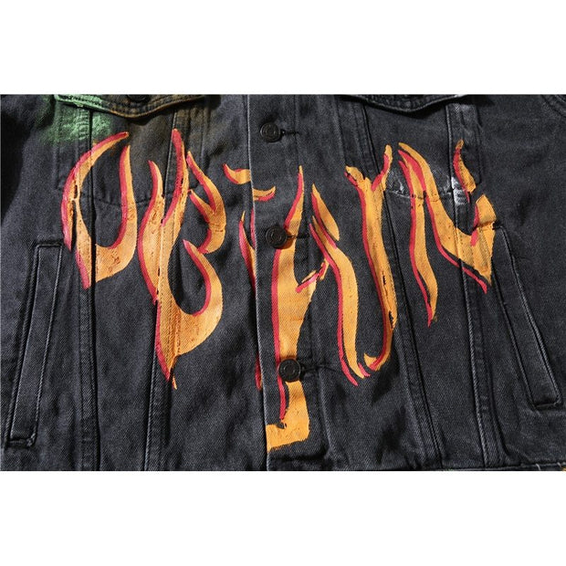 Graffiti hip-hop denim jacket