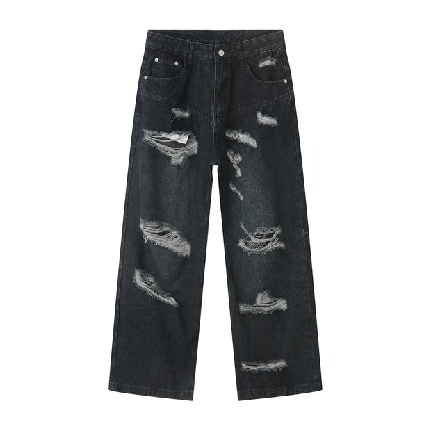 Men's Summer Retro Loose Hole High Street Hip Hop Jeans