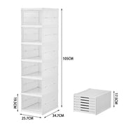 6 Tier Plastic Shoe Storage Box Stackable Foldable Boxes Trainers Organiser