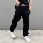 High Street American Retro Embroidered Letter High Waist Straight Hip Hop Loose Jeans