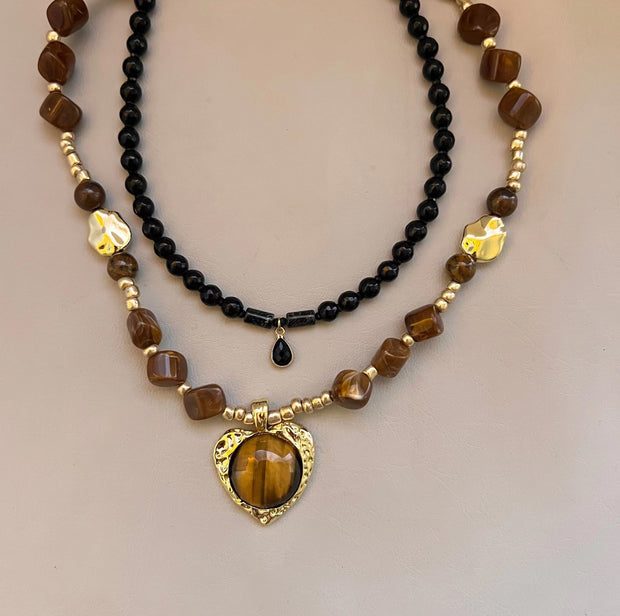 Madrid Holiday Natural Stone Tiger Eye Necklace