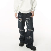 Men's Summer Retro Loose Hole High Street Hip Hop Jeans