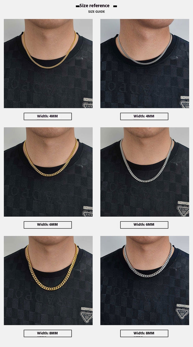 Hip Hop Titanium Steel Necklace Jeans Button Round Grinding Encrypted Stainless Steel Cuban Chain