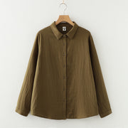 Double-layer Cotton Yarn Pure Color Skin-friendly Long-sleeved Shirt