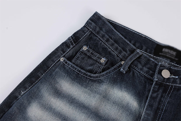 Hip Hop Rock Monkey Wash Wide Leg Jeans Men