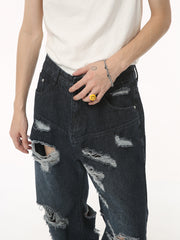 Men's Summer Retro Loose Hole High Street Hip Hop Jeans