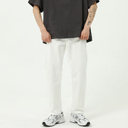 Black And White Basic Simple Jeans Men's Slim Trousers