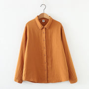 Double-layer Cotton Yarn Pure Color Skin-friendly Long-sleeved Shirt