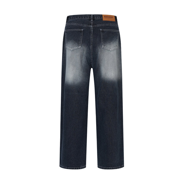 Hip Hop Rock Monkey Wash Wide Leg Jeans Men
