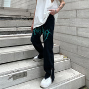 Embroidered Jeans Loose Straight Zipper American Street Hip-hop Washed Casual