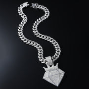 European Hip Hop Full Diamond Crown Diamond Hip Hop Pendant Necklace Cross