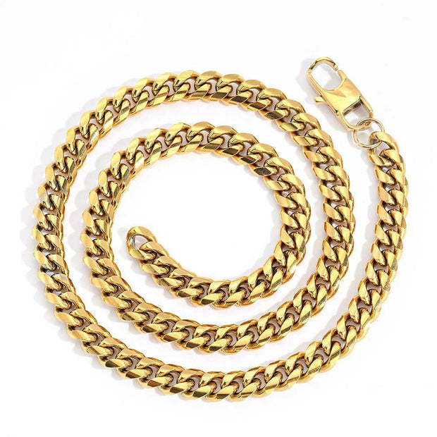 Hip Hop Titanium Steel Necklace Jeans Button Round Grinding Encrypted Stainless Steel Cuban Chain