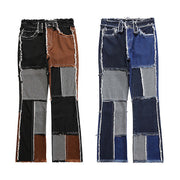 Men's Hip Hop Shredded Patch Flared Casual Jeans