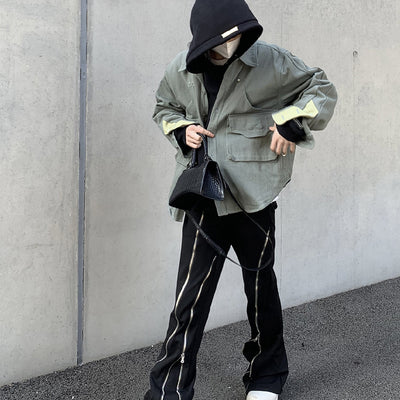 Hip Hop Zipper Split Jeans Men