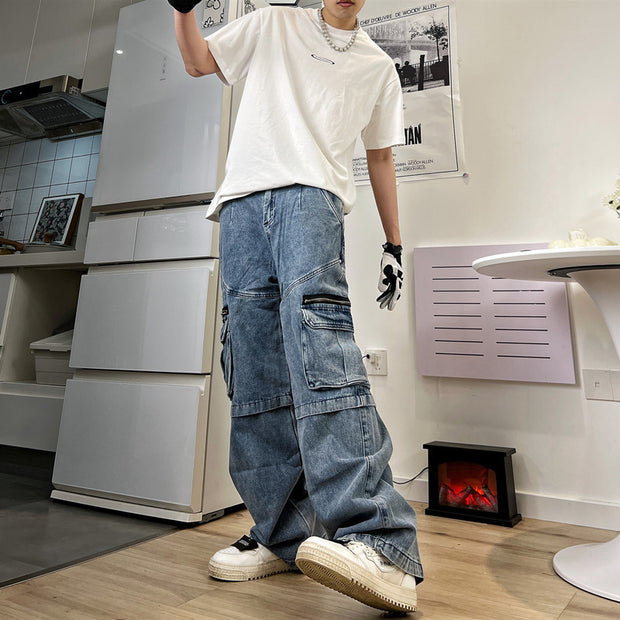Hip Hop Fringe Washed Jeans For Men