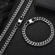Hip Hop Titanium Steel Necklace Jeans Button Round Grinding Encrypted Stainless Steel Cuban Chain