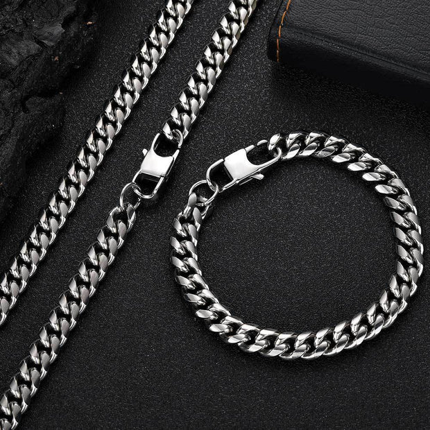 Hip Hop Titanium Steel Necklace Jeans Button Round Grinding Encrypted Stainless Steel Cuban Chain