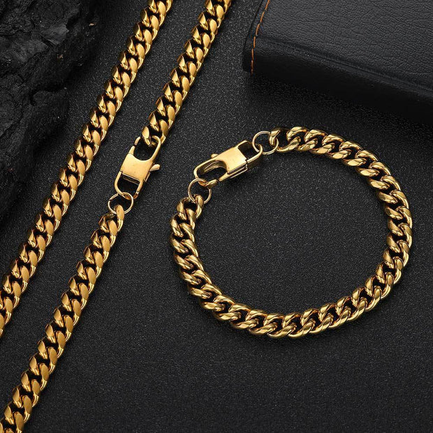 Hip Hop Titanium Steel Necklace Jeans Button Round Grinding Encrypted Stainless Steel Cuban Chain