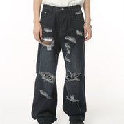 Men's Summer Retro Loose Hole High Street Hip Hop Jeans