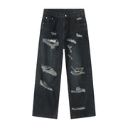 Men's Summer Retro Loose Hole High Street Hip Hop Jeans